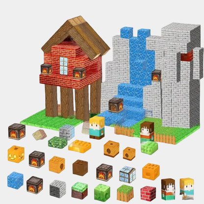 Magnetic Building Blocks Mine World Cube Magnet Set for Kid Age 3+ DIY Model Children Exercise Thinking and Creativity Gift Doll